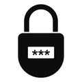 Pin code padlock icon, simple style