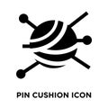 Pin cushion icon vector isolated on white background, logo concept of Pin cushion sign on transparent background, black filled Royalty Free Stock Photo