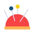 Pin cushion, needle, pin, sewing fully editable vector icon