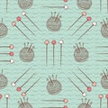 Pin Cushion Needles seamless pattern Sewing Hand Crafts