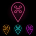 pin drone color neon set. Simple thin line, outline vector of drones icons for ui and ux, website or mobile application