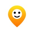 Pin Emoji smile icon. Emotion of happiness. pin location emotion
