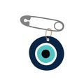 Pin from the evil eye, amulet. Vector illustration. Royalty Free Stock Photo