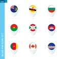 Pin flag set, map location icon in blue colors Royalty Free Stock Photo