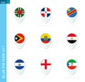 Pin flag set, map location icon in blue colors Royalty Free Stock Photo