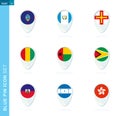 Pin flag set, map location icon in blue colors Royalty Free Stock Photo