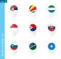 Pin flag set, map location icon in blue colors Royalty Free Stock Photo