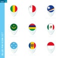 Pin flag set, map location icon in blue colors Royalty Free Stock Photo