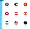 Pin flag set, map location icon in blue colors Royalty Free Stock Photo