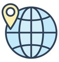 Pin on globe, Globale Isolated Vector Icon That can be very easily edit or modified. Royalty Free Stock Photo