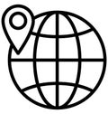 Pin on globe, Globale Isolated Vector Icon That can be very easily edit or modified. Royalty Free Stock Photo