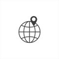 Pin to globe icon on white isolate Royalty Free Stock Photo