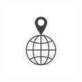 Pin to globe icon on white isolate Royalty Free Stock Photo