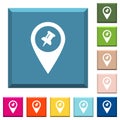 Pin GPS map location white icons on edged square buttons