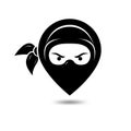 Pin head ninja logo template. pin location ninja logo element