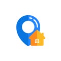 pin home location icon vector design. pin map sign symbol design Royalty Free Stock Photo