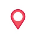 Pin icon red vector. Location icon. Map pointer. Arrow Pointer Mark Icon Vector Illustration on white background.