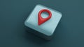 Pin icon on square shape , 3d rendering Royalty Free Stock Photo