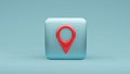 Pin icon on square shape , 3d rendering Royalty Free Stock Photo