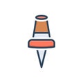 Color illustration icon for Pin, thumbtack and stationary