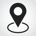 Pin icon vector. Location sign in flat style on isolated background. Navigation map, gps concept. Simple business concept Royalty Free Stock Photo