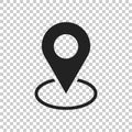 Pin icon vector. Location sign in flat style isolated on isolate