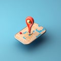 Pin Location Concept, Map App UI, 3D Clay Icon. Digital Art Illustration