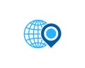 Pin Location Globe Icon Logo Design Element Royalty Free Stock Photo