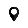 Pin location gps icon. Geometric marker black shape element. Map navigation place vector symbol. Position pointer sign