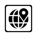 Pin, location, navigation, global icon. Black vector