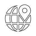 Pin, location, navigation, global icon. Outline vector design