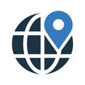 Pin, location, navigation, global icon. Simple editable vector graphics