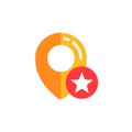 pin location with star icon vector design. pin map sign symbol design