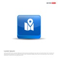 Pin on map icon - 3d Blue Button