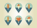 Pin map icons ice cream Royalty Free Stock Photo