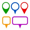 Pin map marker pointer icons set, GPS location flat symbol - for stock
