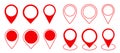 Pin map marker pointer set icons, GPS location flat symbols