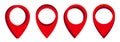 Pin map marker pointer set, isometric red GPS location flat symbol, place marker, domain marker location
