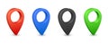 Pin map place location 3d icons. Color gps map pins. Place location and destination signs. Navigation pin pointers Royalty Free Stock Photo