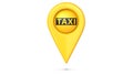 Pin map place location with the word taxi. 3d rendering Illustration Isolated on white background.