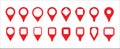 Pin map tag icon set. Pin location tagging icons for digital map and website application pointer set. Flat red color design.