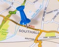 Southall on a UK Map Royalty Free Stock Photo