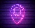 Pin neon style icon. Simple thin line, outline vector of web icons for ui and ux, website or mobile application isolated on brick Royalty Free Stock Photo