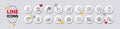Pin, No music and Online rating line icons. For web app, printing. White buttons 3d icons. Vector