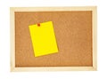 Pin a note paper on a cork pin board , isolated on white Royalty Free Stock Photo