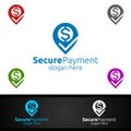 Pin Online Secure Payment Logo for Security Online Shopping. Financial Transaction. Sending Money. Mobile Banking Service Logotype