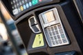 PIN pad on parking meter in city Royalty Free Stock Photo