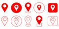 pin point icon. red map location pointer symbol vector. Location icon set vector Royalty Free Stock Photo