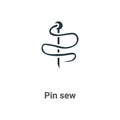 Pin sew vector icon on white background. Flat vector pin sew icon symbol sign from modern sew collection for mobile concept and Royalty Free Stock Photo