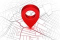 Pin in showing location on gps navigator map. Vector illustration